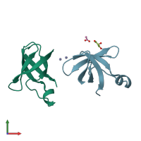 PDB entry 4ql5 coloured by chain, front view.