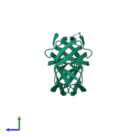 PDB entry 4qlh coloured by chain, side view.