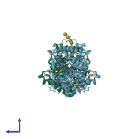 PDB entry 4qlj coloured by chain, side view.