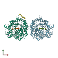 PDB entry 4qll coloured by chain, front view.