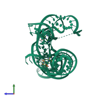 PDB entry 4qln coloured by chain, side view.