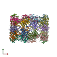 PDB entry 4qlq coloured by chain, front view.