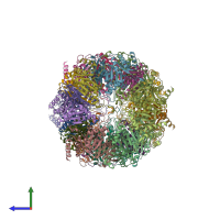 PDB entry 4qlv coloured by chain, side view.