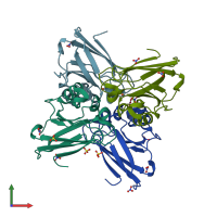 PDB entry 4qlw coloured by chain, front view.