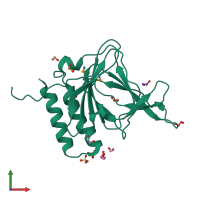 PDB entry 4qma coloured by chain, front view.
