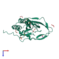 PDB entry 4qma coloured by chain, top view.