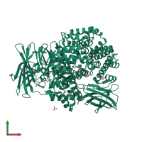 Monomeric assembly 1 of PDB entry 4qme coloured by chemically distinct molecules, front view.