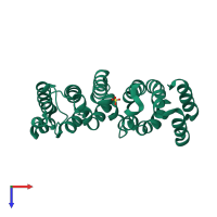 PDB entry 4qmh coloured by chain, top view.