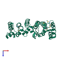 PDB entry 4qmj coloured by chain, top view.