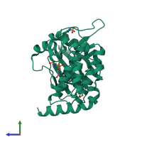 PDB entry 4qml coloured by chain, side view.