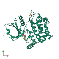 PDB entry 4qmm coloured by chain, front view.