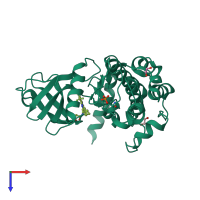 PDB entry 4qmv coloured by chain, top view.