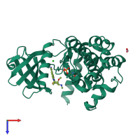 PDB entry 4qmy coloured by chain, top view.