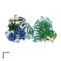 PDB entry 4qn2 coloured by chain, top view.