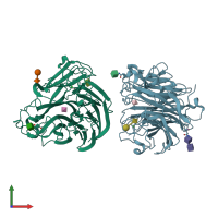 PDB entry 4qn5 coloured by chain, front view.