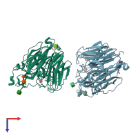 PDB entry 4qn5 coloured by chain, top view.