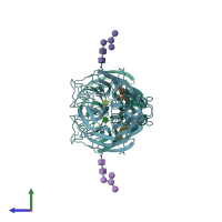 PDB entry 4qn6 coloured by chain, side view.
