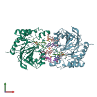 PDB entry 4qn9 coloured by chain, front view.