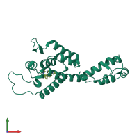 PDB entry 4qnb coloured by chain, front view.