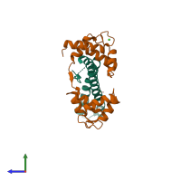 PDB entry 4qnh coloured by chain, side view.