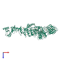 PDB entry 4qnl coloured by chain, top view.