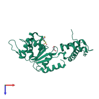 PDB 4qnm coloured by chain and viewed from the top.