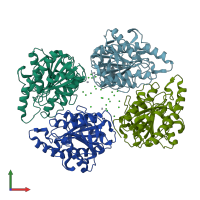 PDB entry 4qnn coloured by chain, front view.