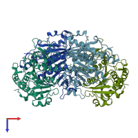 PDB entry 4qnn coloured by chain, top view.