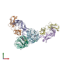 PDB entry 4qnp coloured by chain, front view.