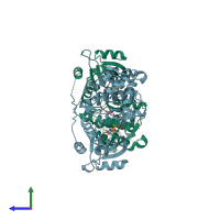 PDB entry 4qny coloured by chain, side view.