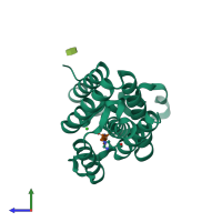 PDB entry 4qo2 coloured by chain, side view.