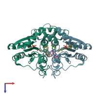 PDB entry 4qog coloured by chain, top view.