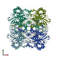 PDB entry 4qoq coloured by chain, front view.