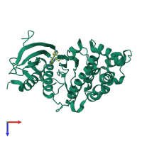 PDB entry 4qp9 coloured by chain, top view.