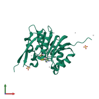 PDB entry 4qpn coloured by chain, front view.