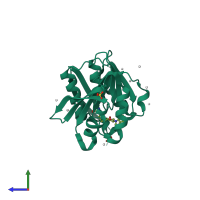 PDB entry 4qpn coloured by chain, side view.