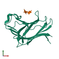 PDB entry 4qpw coloured by chain, front view.