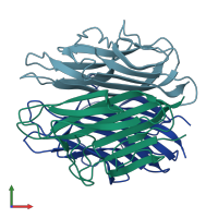 PDB entry 4qpy coloured by chain, front view.