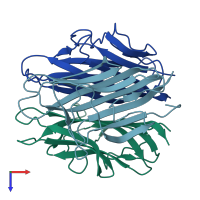 PDB entry 4qpy coloured by chain, top view.