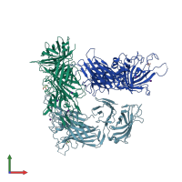PDB entry 4qq1 coloured by chain, front view.