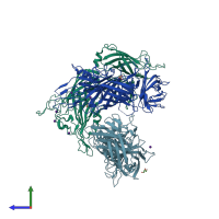PDB entry 4qq1 coloured by chain, side view.