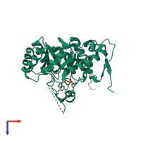 PDB 4qq3 coloured by chain and viewed from the top.