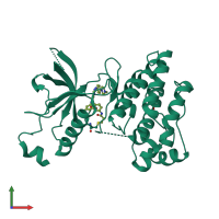 PDB entry 4qqc coloured by chain, front view.