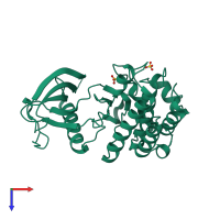 PDB entry 4qqj coloured by chain, top view.