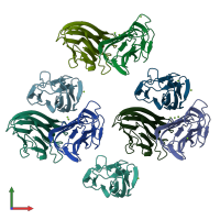 PDB entry 4qql coloured by chain, front view.