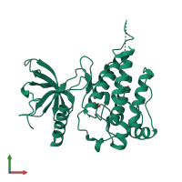 PDB entry 4qqt coloured by chain, front view.