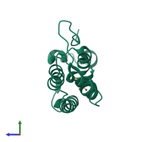 PDB entry 4qr4 coloured by chain, side view.