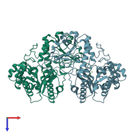 PDB entry 4qr8 coloured by chain, top view.