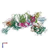 PDB entry 4qrp coloured by chain, top view.