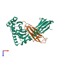 PDB entry 4qrq coloured by chain, top view.